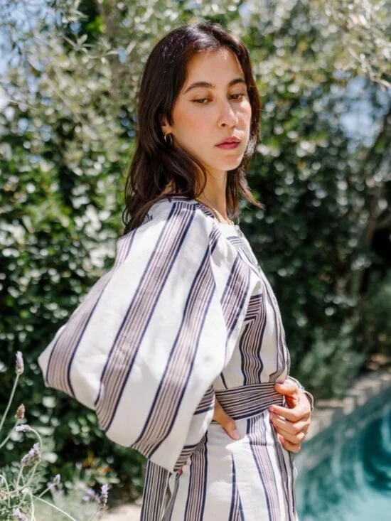 Horses Atelier "Blouson" Striped Maxi Dress in Soleil, size "3" (fits like Small - Picture 11 of 12